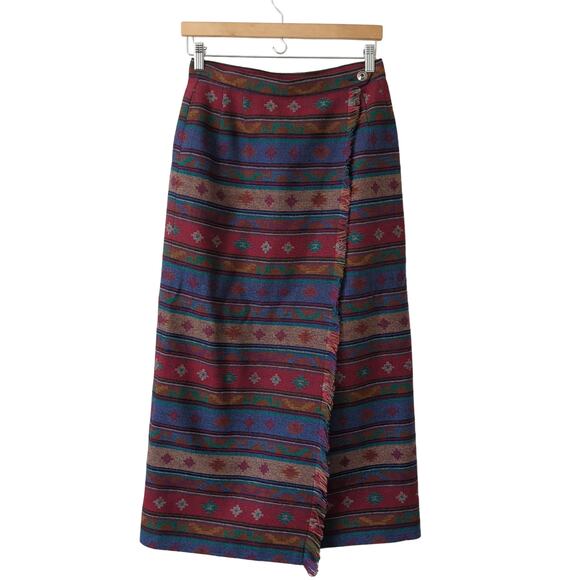 Pendleton Women's Midi Wrap Skirt 8 Southwestern Blanket Wool Art Wear Native - Picture 1 of 11